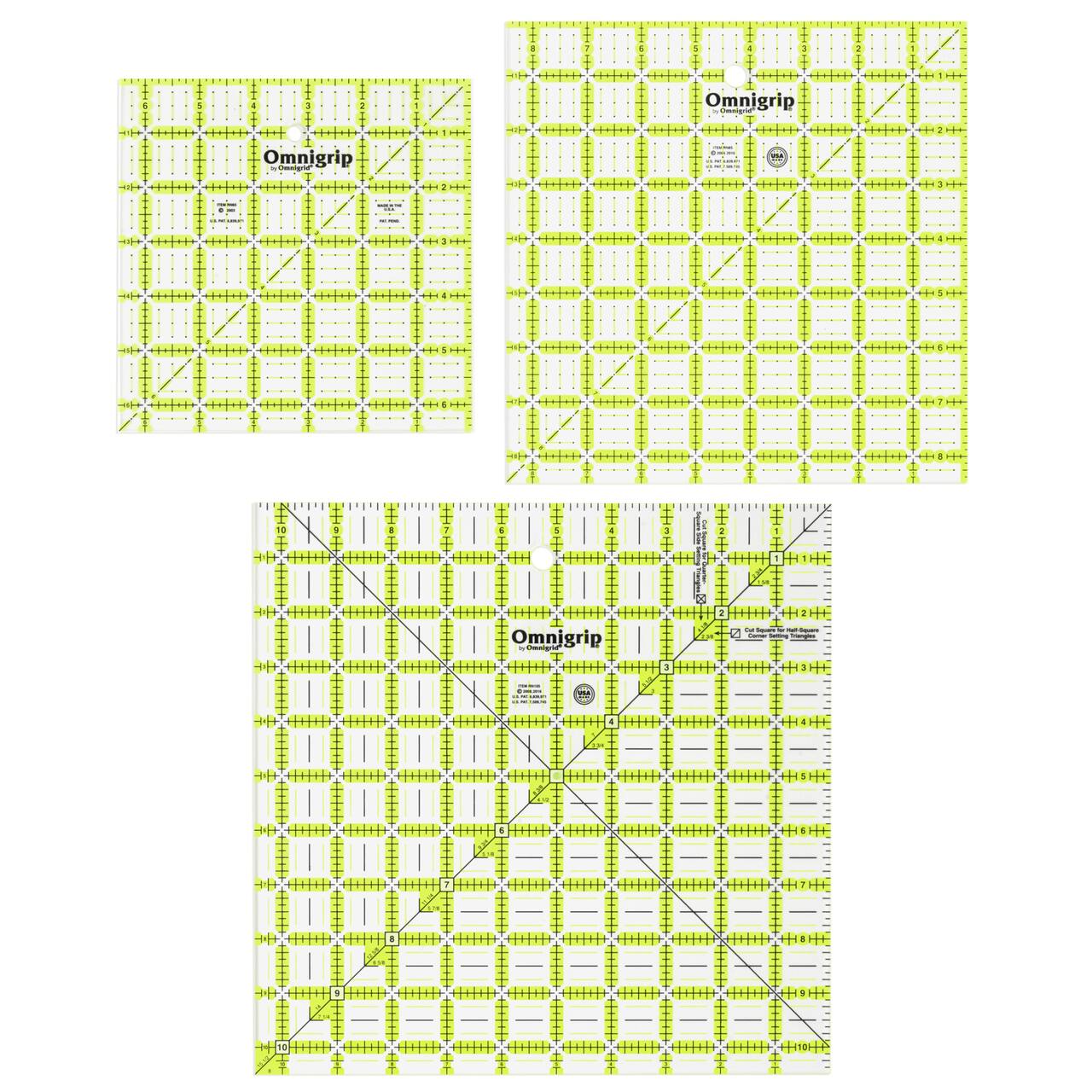 Omnigrip® by Omnigrid® Non-Slip Square Quilting Rulers Combo Pack